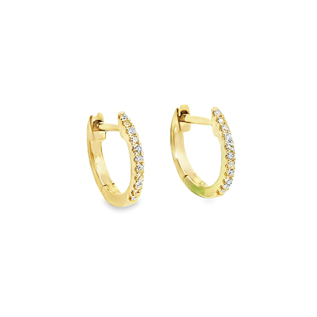 Yellow Gold Diamond Huggie Hoop Earrings