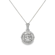 Lab Grown White Gold Double Halo Diamond Pendant