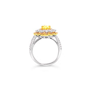 White/Yellow Gold Fancy Yellow Diamond Halo Ring