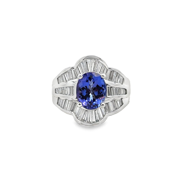Platinum Tanzanite and Diamond Fashion Ring