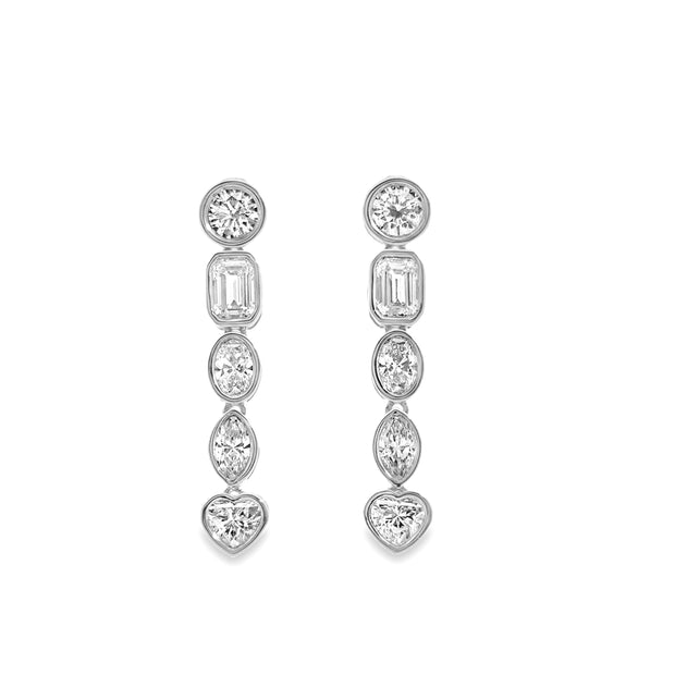 Lab Grown White Gold Diamond Dangle Earrings