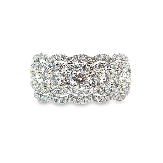 Forevermark White Gold Five Stone Diamond Halo Band