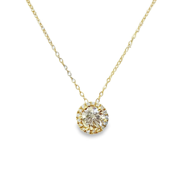 Yellow Gold Diamond Halo Pendant