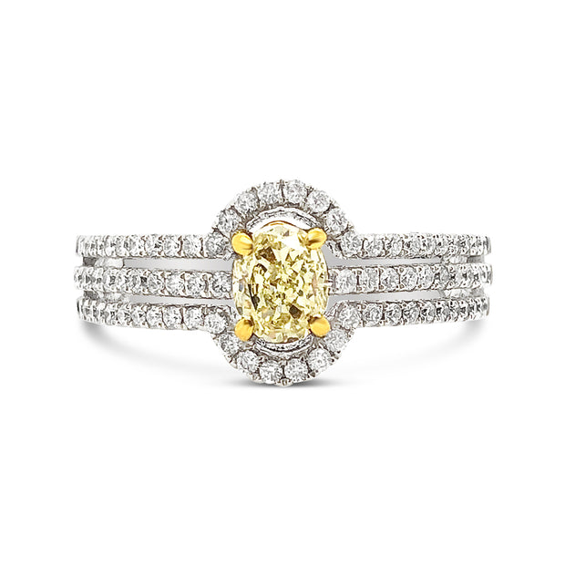 White/Yellow Gold Fancy Yellow Diamond Halo Ring