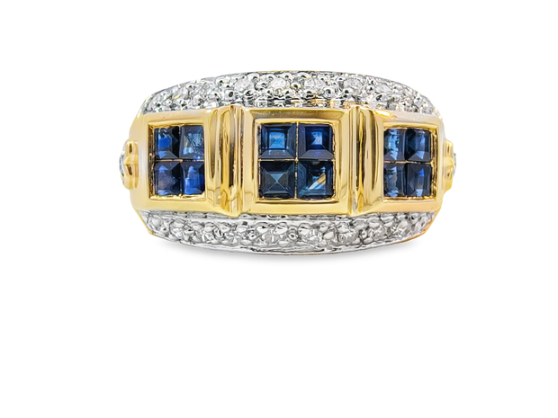 Yellow Gold Sapphire and Diamond Fashion RIng