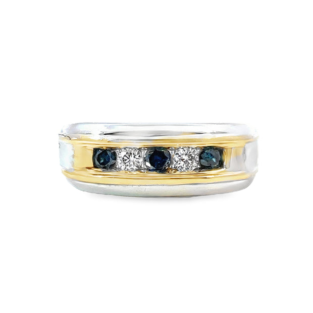 White and Yellow Gold Men's Diamond Band