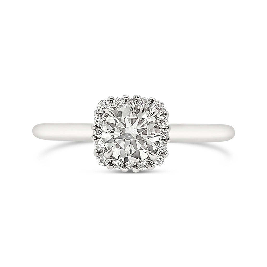 De Beers Forevermark Diamond Solitaire Round-Cut Pavé Engagement