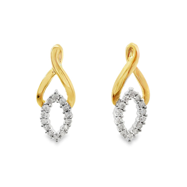 Yellow and White Gold Diamond Fashion Earrings