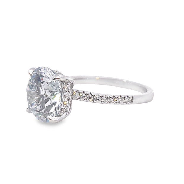White Gold Hidden Halo Diamond Engagement Ring