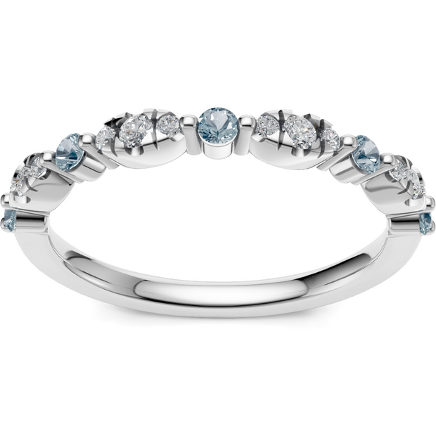 IMAGINE Aquamarine and Diamond Wedding Band