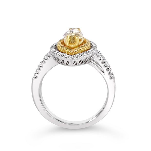 White/Yellow Gold Fancy Yellow Diamond Halo Ring