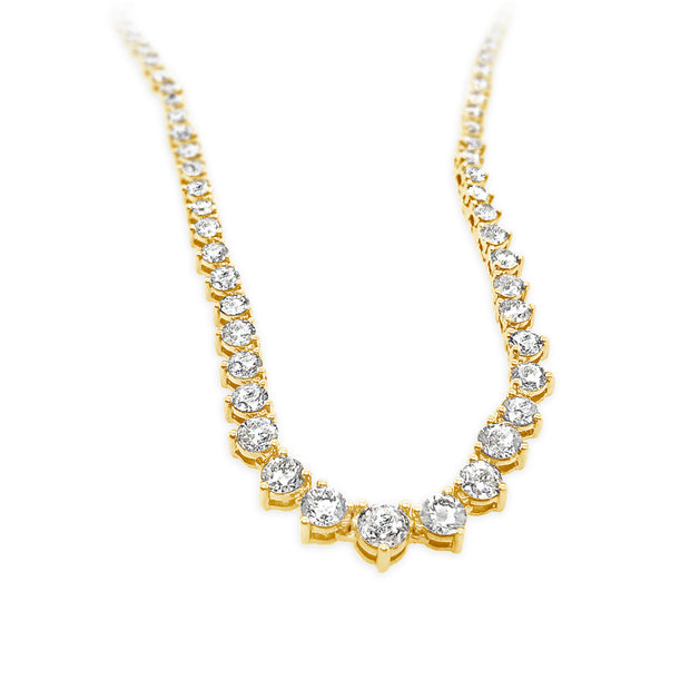Yellow Gold Diamond Riviera 18" Tennis Necklace