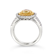 White/Yellow Gold Fancy Yellow Diamond Halo Ring