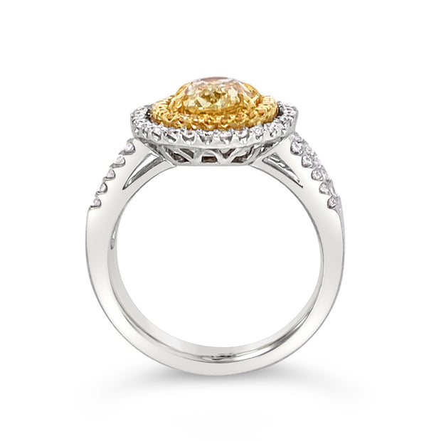 White/Yellow Gold Fancy Yellow Diamond Halo Ring