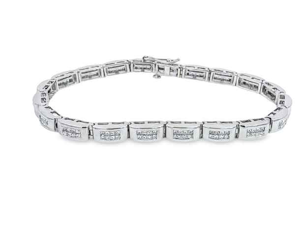 White Gold Invisible Set Diamond Bracelet