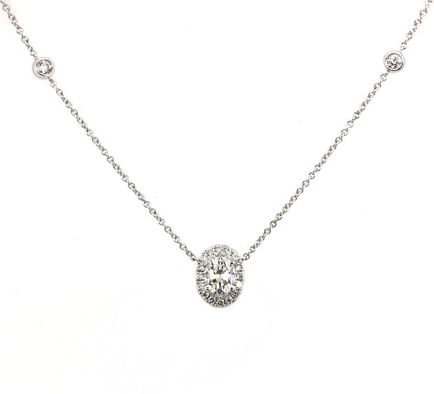 White Gold Diamond Halo Necklace