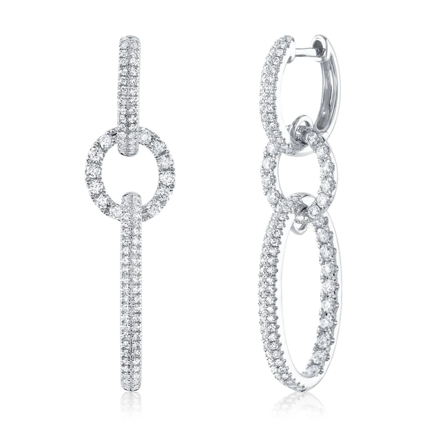 Shy Creation White Gold Diamond Dangle Earrings