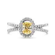 White/Yellow Gold Fancy Yellow Diamond Halo Ring