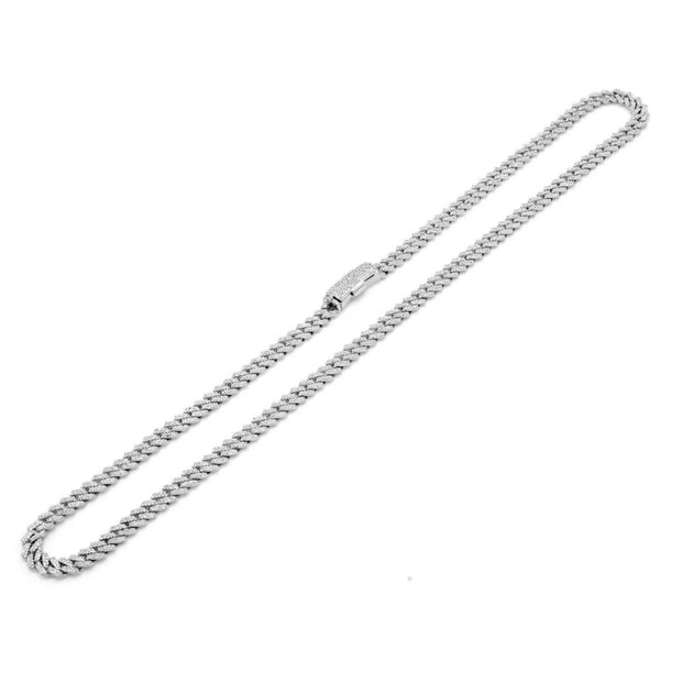 White Gold Pave Diamond Cuban Link Necklace