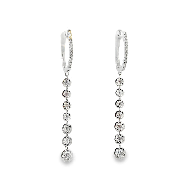 Shy Creation White Gold Diamond Dangle Earrings