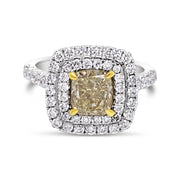 White/Yellow Gold Fancy Yellow Diamond Halo Ring