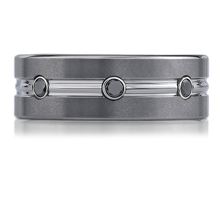 Benchmark Tungsten Men's Black Diamond Wedding Band