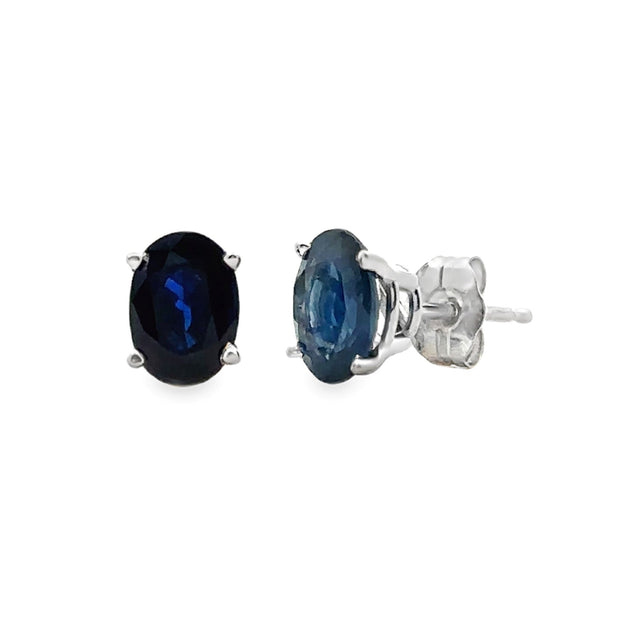 White Gold Sapphire Solitaire Earrings