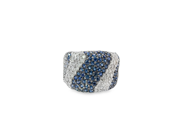 White Gold Sapphire and Diamond Fashion Ring