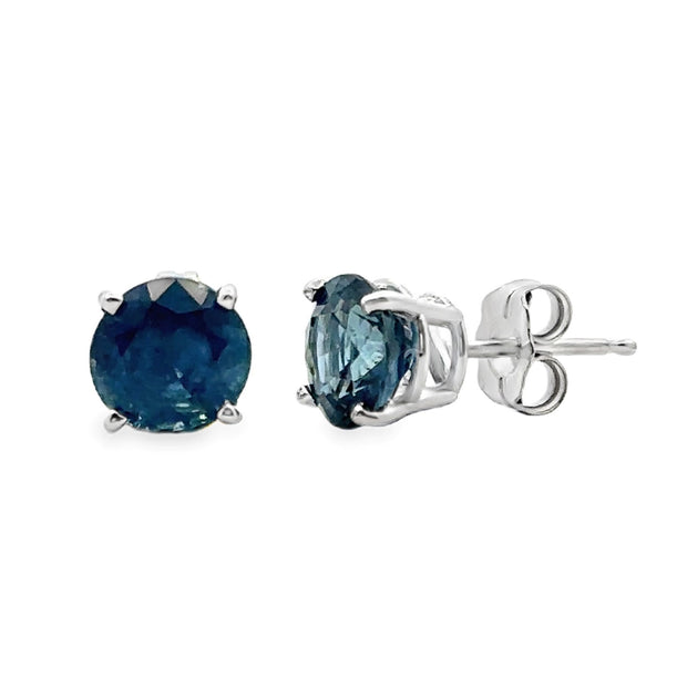 White Gold Sapphire Solitaire Earrings