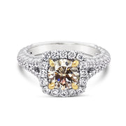 White/Yellow Gold Fancy Color Diamond Halo Ring