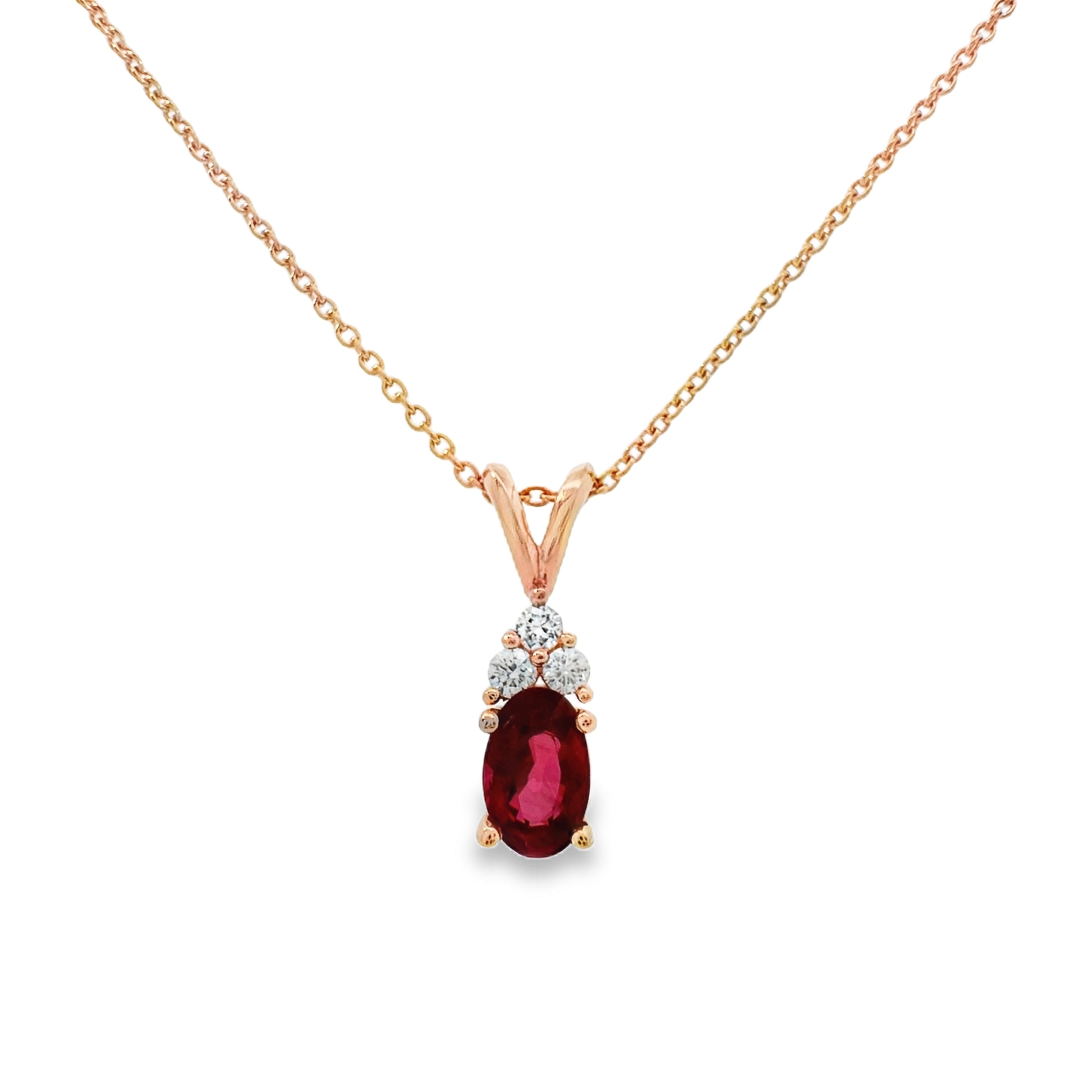 Rose Gold Ruby and Diamond Pendant