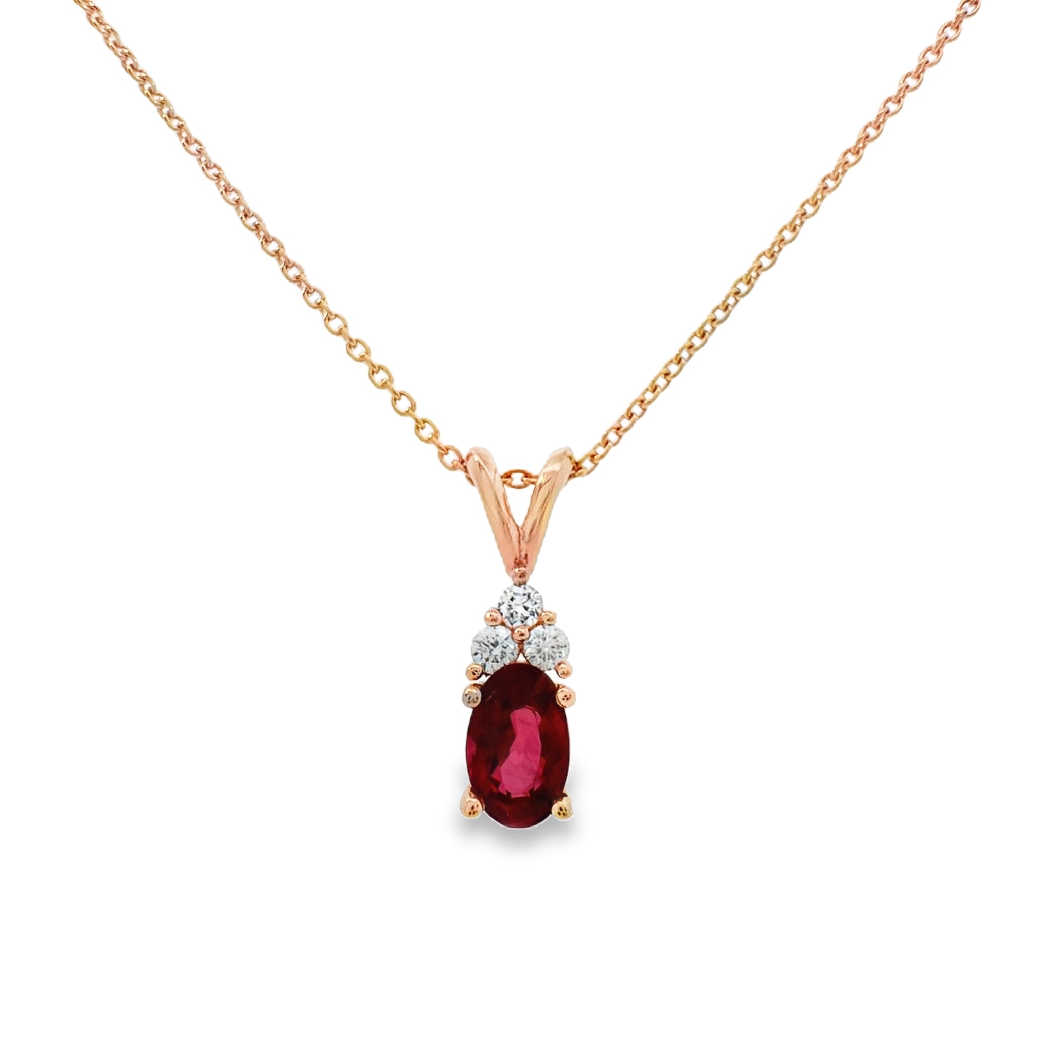 Rose Gold Ruby and Diamond Pendant