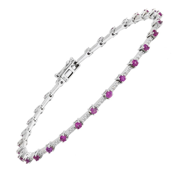 White Gold Ruby and Diamond Fashion Bracelet