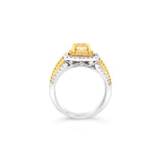 White/Yellow Gold Fancy Yellow Diamond Halo Ring