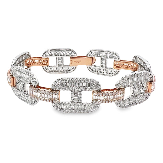 White and Rose Gold Diamond Fashion Bracelet