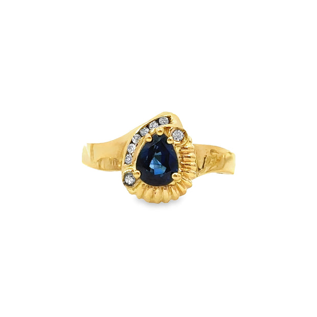 Yellow Gold Sapphire and Diamond Fashion Ring