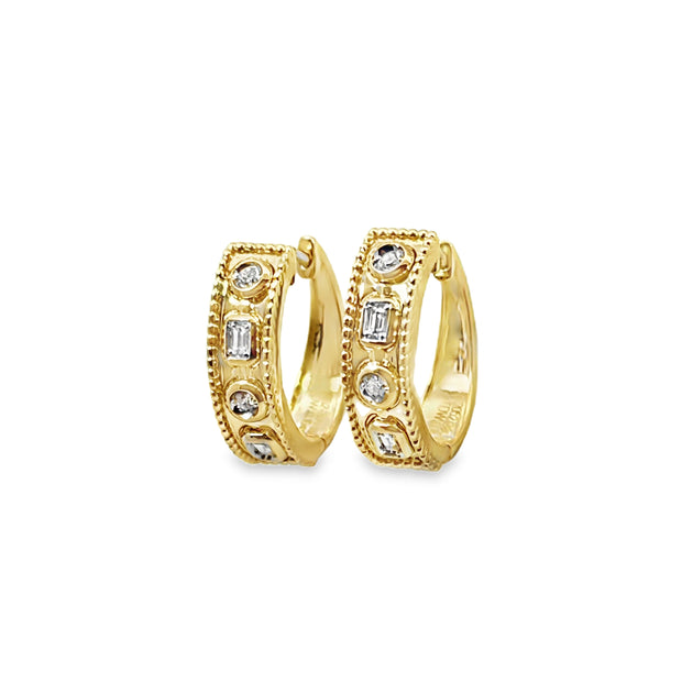 Yellow Gold Diamond Huggie Earrings
