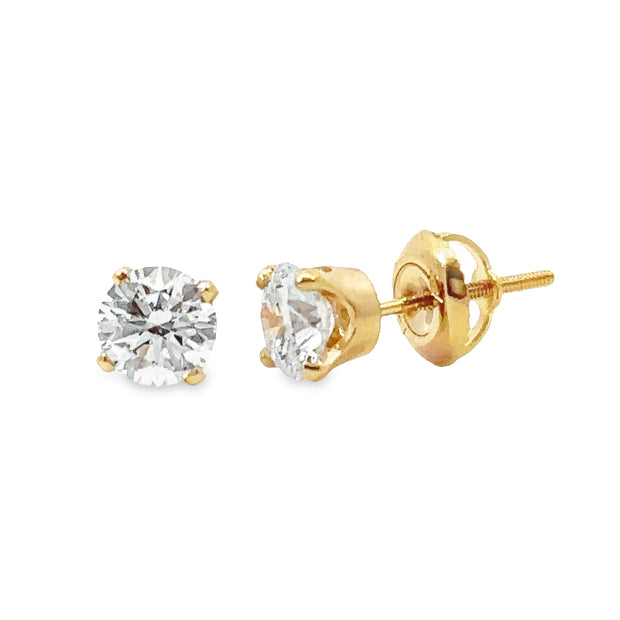 Lab Grown 1.20 Cttw. 14K Yellow Gold Diamond Solitaire Earrings