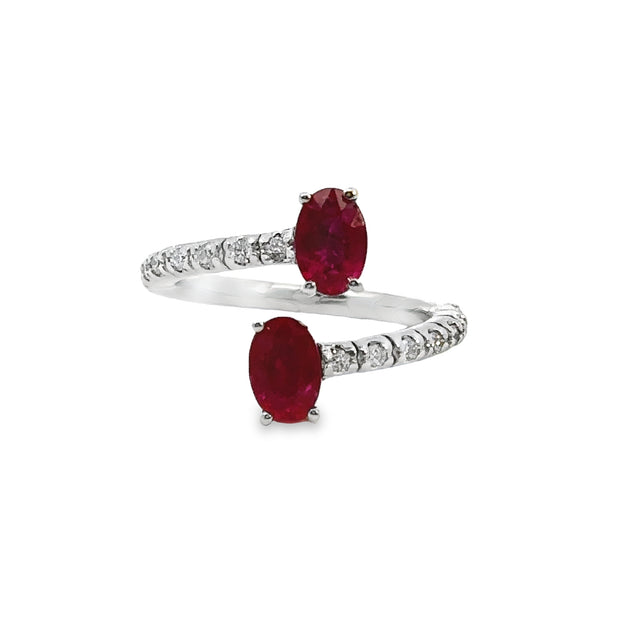 White Gold Ruby and Diamond Fashion Ring