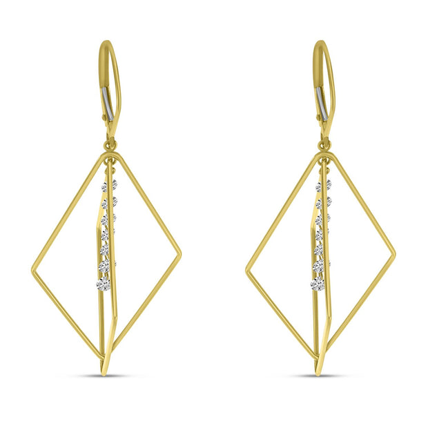 Yellow Gold Geometric Diamond Earrings