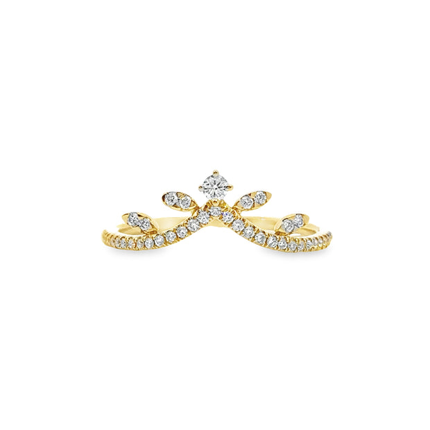 Yellow Gold Diamond Crown Fashion Ring