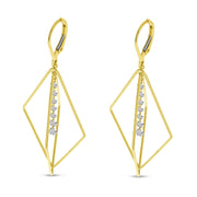Yellow Gold Geometric Diamond Earrings