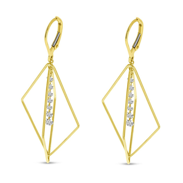 Yellow Gold Geometric Diamond Earrings