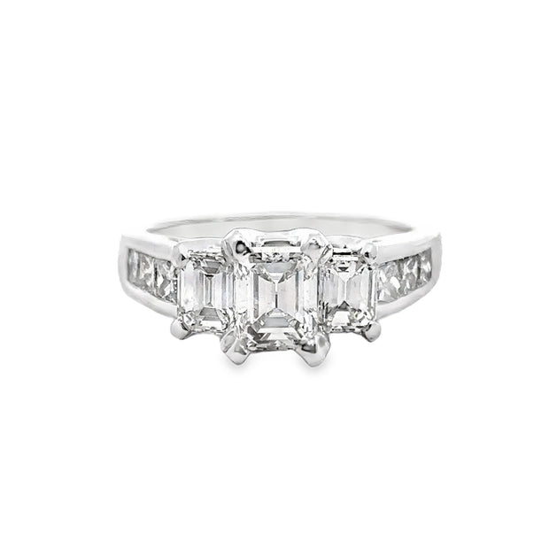 White Gold Three Stone Diamond Engagement Ring