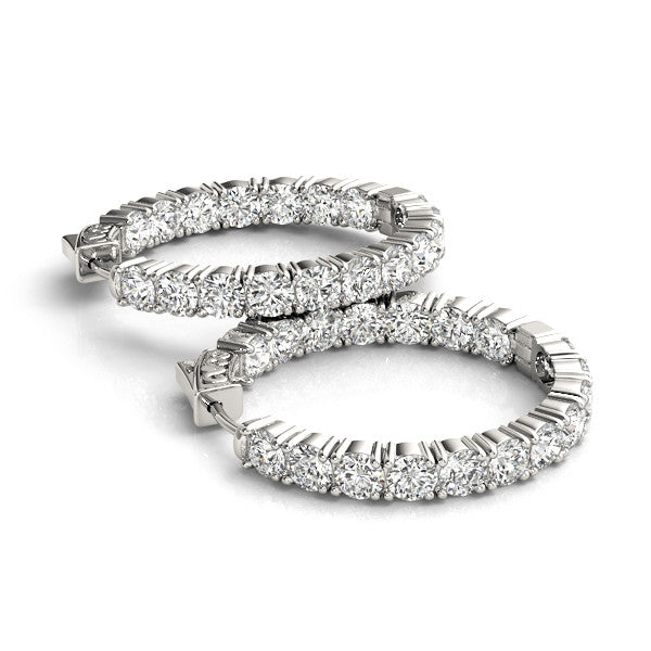 Forevermark White Gold Inside Outside Diamond Hoop Earrings