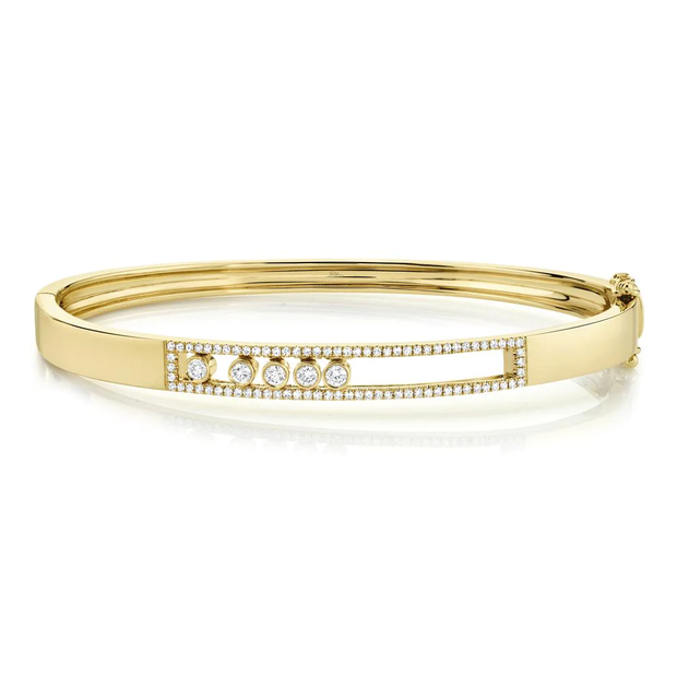 Shy Creation Yellow Gold Diamond Bangle Bracelet