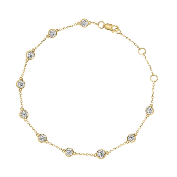 Lab Grown Yellow Gold Bezel Set Diamond Bracelet