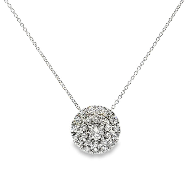 White Gold Double Halo Diamond Fashion Pendant