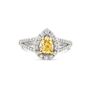 White/Yellow Gold Fancy Yellow Diamond Halo Ring