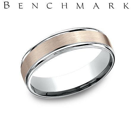 Benchmark Platinum/Rose Gold Men's Wedding Band